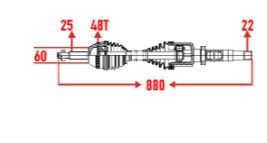 PEUGEOT 206 (2A/C) 1.6i 16v ABSLI 48 DIS UZUNLUK 880mm 1998-2006 KOMPLE AKS SAG ON