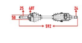 PEUGEOT 206 (2A/C) 2.0i GTI ABSLI 48 DIS UZUNLUK 592mm 1998-2006 KOMPLE AKS SOL ON