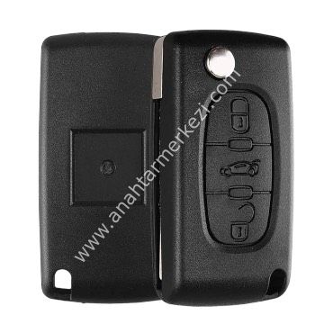 Peugeot 3 Buton Sustalı  Kumanda Kabı(Bagaj Açmalı)