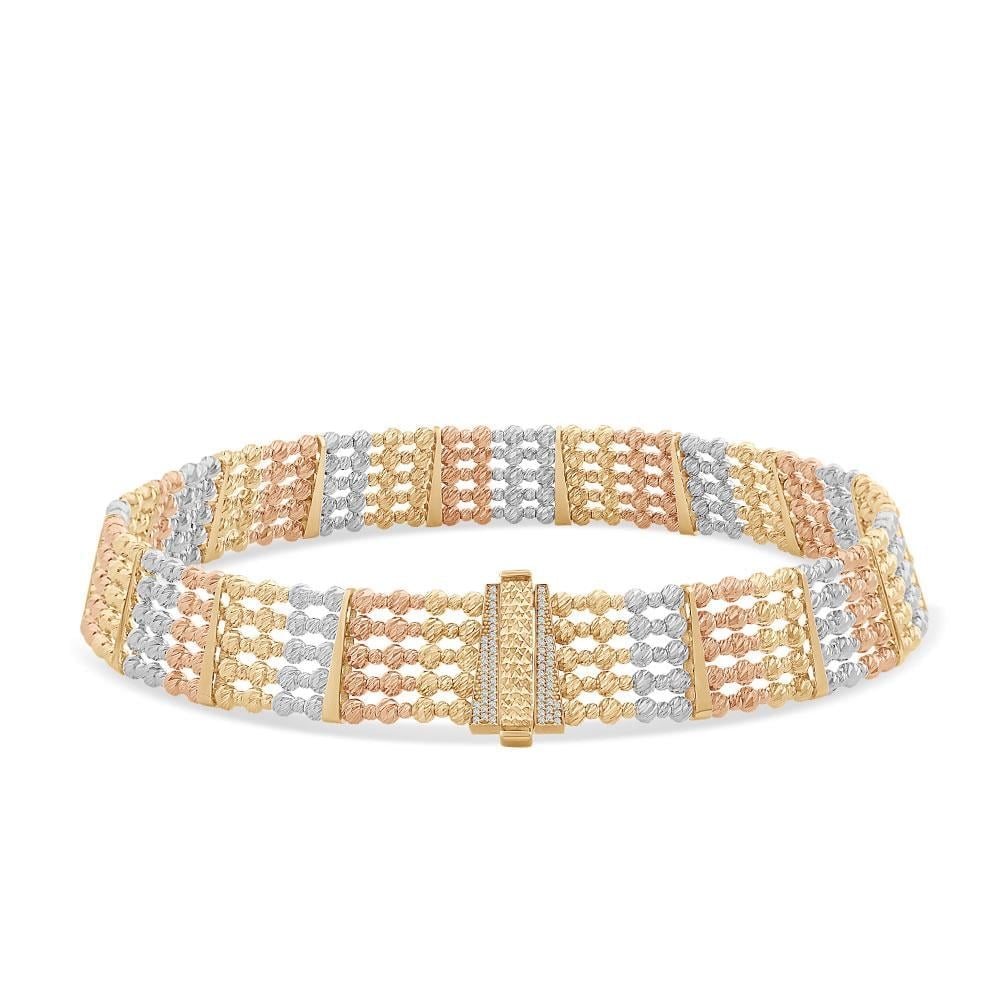 14 Ayar Altın Beş Sıra Üç Renk Choker Kolye