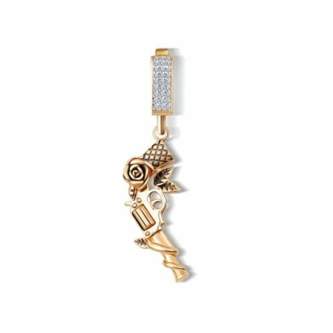 14 Ayar Altın Siyah Silah Charm