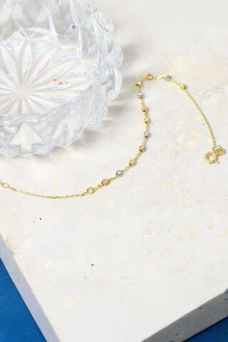 14 Ayar Altın Üç Renkli Dorika Dizisi Kadın Bileklik