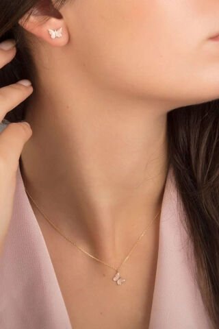 14 Ayar Altın Taşlı 3'lü Set