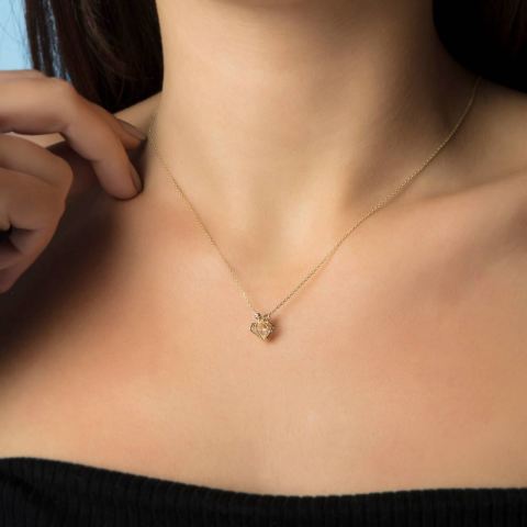 Kafes Modeli Taşlı Altın Kolye
