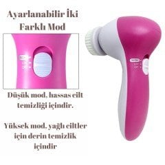 BUFFER® Pilli Yüz Cilt Temizleme Cihazı Siyah Nokta Peeling Fırça Seti Vücut Yüz Bakımı Masaj Aleti 5 in 1