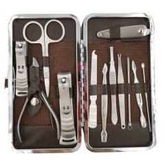 BUFFER® Çantalı Manikür Pensi Profesyonel ve Manikür Pedikür Seti 13 Parça Tırnak Eti İtici Ve Cımbız
