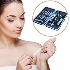 BUFFER® Çantalı Manikür Pensi Profesyonel ve Manikür Pedikür Seti 13 Parça Tırnak Eti İtici Ve Cımbız