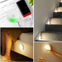 BUFFER® Hareket Sensörlü Usb Şarjlı Spot Lamba Mıknatıslı ve Yapışkanlı Gün Işığı Renk Led