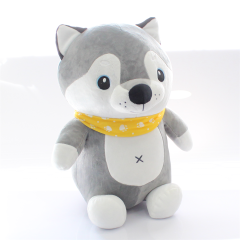 Oturan Fularlı Yavru Pug ve Kurt Peluş Oyuncak 40Cm 1 Adet Fiyatıdır