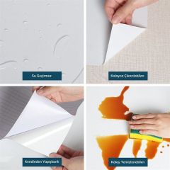 BUFFER® Mermer Desenli Masa Tezgah Mutfak Su Geçirmez Yapışkanlı Folyo Sticker  Kahverengi 5x0,6m