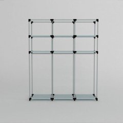 Portatif Desenli Metal Borulu Çok Askılıkılı Raflı Bez Dolap