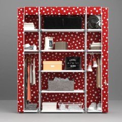 Portatif Desenli Metal Borulu Hangar Bez Dolap