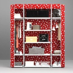 Portatif Desenli Metal Borulu Hangar Bez Dolap