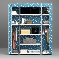 Portatif Desenli Metal Borulu Hangar Bez Dolap