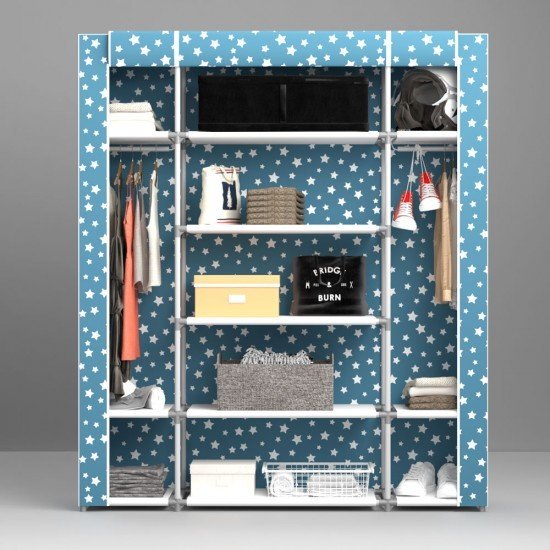 Portatif Desenli Metal Borulu Hangar Bez Dolap