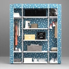 Portatif Desenli Metal Borulu Hangar Bez Dolap