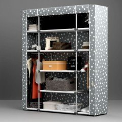 Portatif Desenli Metal Borulu Hangar Bez Dolap