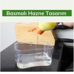 BUFFER® İkisi Bir Arada  Basmalı Pratik Sıvı Sabunluk Pompası ve Bulaşık Yıkama Süngeri Haznesi