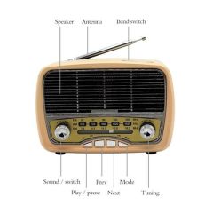 BUFFER® Bluetoothlu Vintage Tasarımlı Nosataljik Radyo