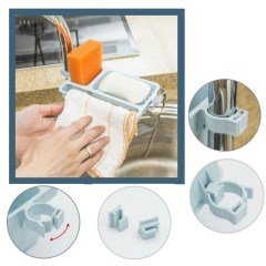 BUFFER® Musluğa Takılan Sünger Havlu Askılı Sabun Hazneli mutfak Banyo Lavabo Düzenleyici Organizer