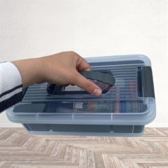 BUFFER® 6 Bölmeli 3 Litre Plastik Saklama Kutusu Kapaklı Kulplu Organizer