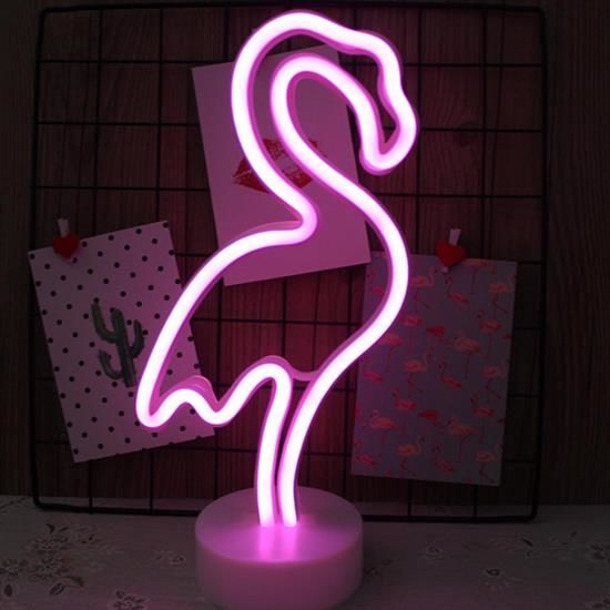 BUFFER® Pembe Flamingo Model Neon Led Işıklı Masa Lambası