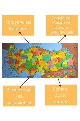 BUFFER® Renkli Türkiye Haritası Manyetik Yapıştırıcı Gerektirmeyen Duvar Stickerı 118 CM * 56 CM
