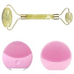 BUFFER® Forever USB’li Titreşimli Masaj Etkili Yüz Temizleme Bakım Cihazı Ve Yeşim Taşı Seti