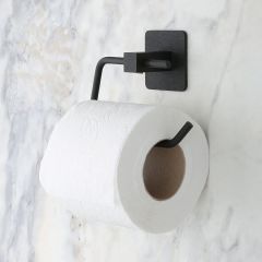 BUFFER® Kendiliğinden Yapışkanlı Siyah Paslanmaz Metal Kapaksız Tuvalet Kağıtlığı Aparatı