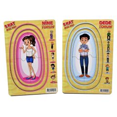 1113-1114  CC, Ahşap Memo Nine-Dede-Torun Yapboz