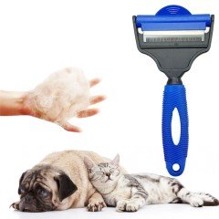 BUFFER® Profesyonel Ergonomik Saplı Çift Taraflı Evcil Hayvan Pet Kedi Köpek Fırçası Tarak ve Tırmık