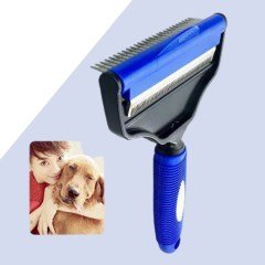 BUFFER® Profesyonel Ergonomik Saplı Çift Taraflı Evcil Hayvan Pet Kedi Köpek Fırçası Tarak ve Tırmık