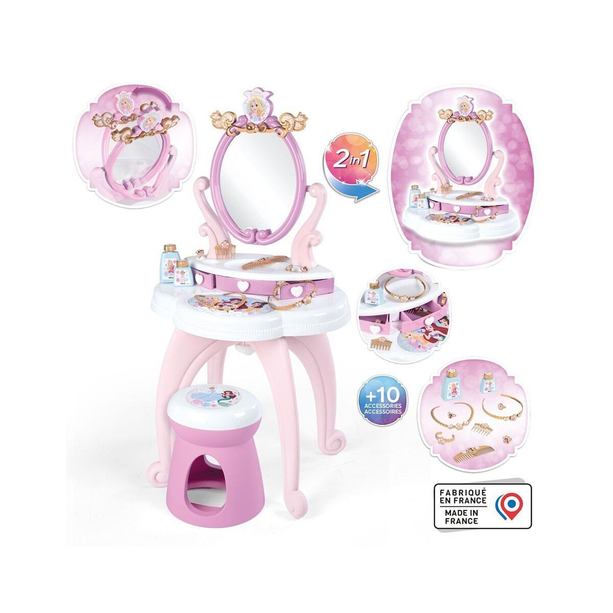 7600320250 Smoby Disney Prensesleri 2si1 arada Güzellik Masası Oyun Seti