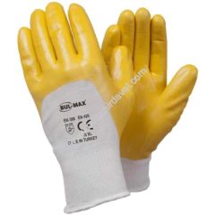 Bulmax Sarı-beyaz Nıtrıl Naylon Eldıven Bmx-6040 (1 Adet Gönderilir)