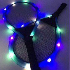 BUFFER® Işıklı Badminton Seti Hafif Portatif Taşınabilir Fileli Işıklı Raket Işıklı Topu Dahil