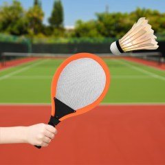 BUFFER® Işıklı Badminton Seti Hafif Portatif Taşınabilir Fileli Işıklı Raket Işıklı Topu Dahil