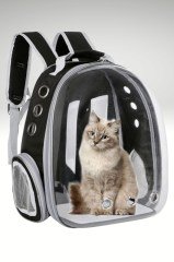BUFFER® Şeffaf Astronot Kapsül Kedi Köpek Seyahat Yolculuk Fermuarlı Hava Alan Taşınabilir Sırt Çantası