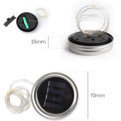 BUFFER® Güneş Enerjili Yenilenebilir Pilli Led Işık Zincirli Mason Kavanoz Kapağı (2 Mt)