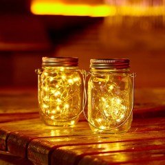 BUFFER® Güneş Enerjili Yenilenebilir Pilli Led Işık Zincirli Mason Kavanoz Kapağı (2 Mt)