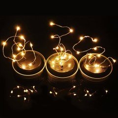 BUFFER® Güneş Enerjili Yenilenebilir Pilli Led Işık Zincirli Mason Kavanoz Kapağı (2 Mt)