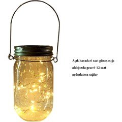 BUFFER® Güneş Enerjili Yenilenebilir Pilli Led Işık Zincirli Mason Kavanoz Kapağı (2 Mt)