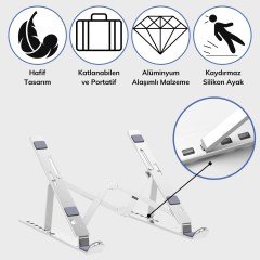 BUFFER® Ayarlanabilir Dizüstü Destek Tabanı Tamamen Katlanabilir Taşınabilir Laptop Yükseltici