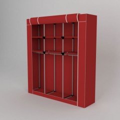 Portatif Plastik Borulu Çok Askılıklı Raflı Bez Dolap