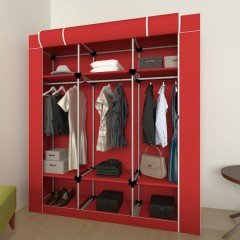 Portatif Plastik Borulu Çok Askılıklı Raflı Bez Dolap