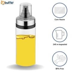 BUFFER® Cam Hazneli Damlatmaz Pratik Sprey Yağdanlık ve Sirkelik-245 ml