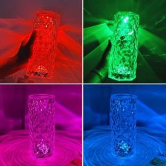 BUFFER® Silindir Model USB Şarjlı Kumandalı 16 Farklı Işık Modlu Masa Üstü Kristal Akrilik Led