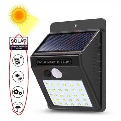 BUFFER® Güneş Enerjili Sensörlü 30 Led Dış Mekan Aydınlatma Ever Bright