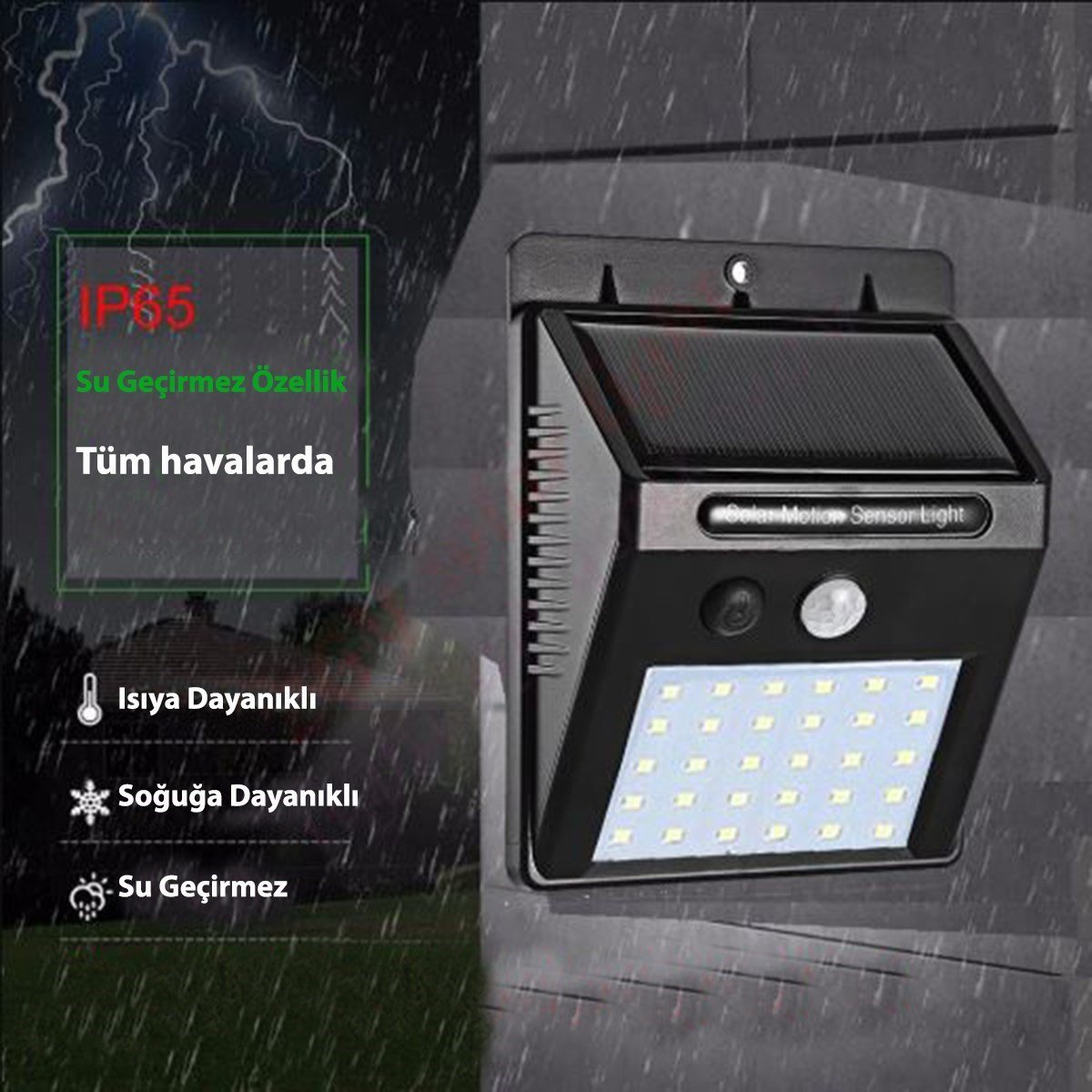 BUFFER® Güneş Enerjili Sensörlü 30 Led Dış Mekan Aydınlatma Ever Bright