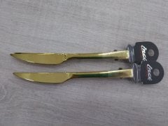 İnci Çelik Gold 6 Kişilik Bıçak Takımı 5mm Paslanmaz Sade Titanyum Kaplama 21cm