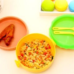 BUFFER® Hamburger Tasarımlı Çatal Bıçaklı Saklama ve Beslenme Kabı Kutusu